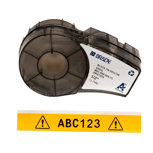 Label - Vinyl B-595 / Black on Yellow - 12.7mm x 6.4m